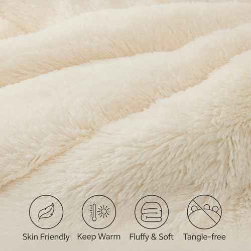 Cream White Fluffy Comforter Set King