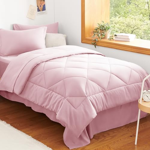 Twin Comforter Set with Sheets Pink