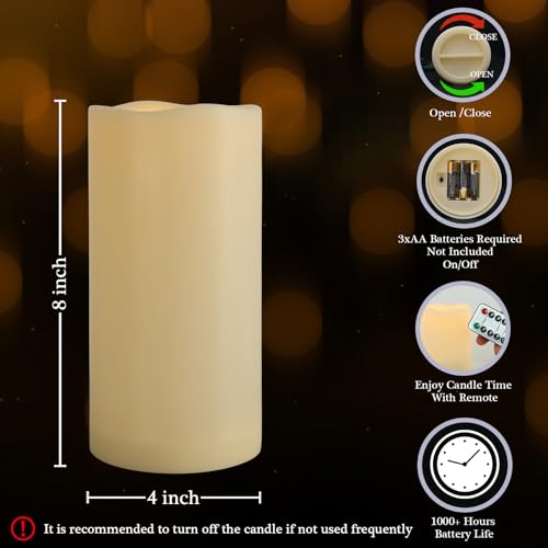 4" x 8" Waterproof Outdoor Flameless Candles with Remote and Timer