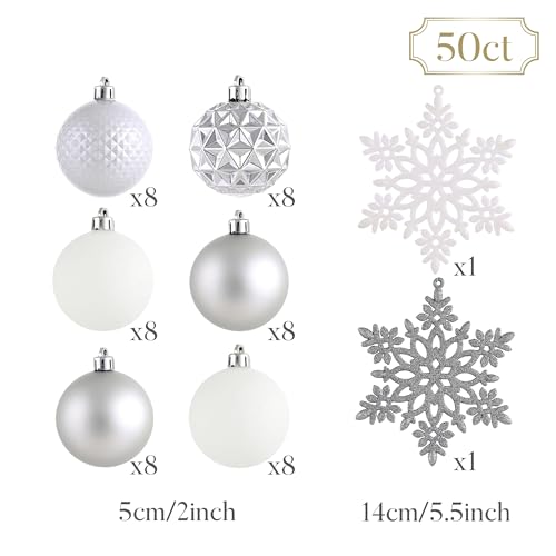 50ct Christmas Tree Decorations Ball Ornaments 2 Inches (50 Count)