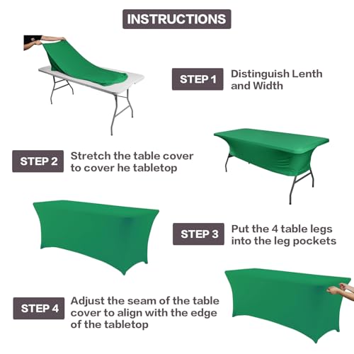 8FT Table Cloth for Rectangular Spandex Emerald Green Table Cover