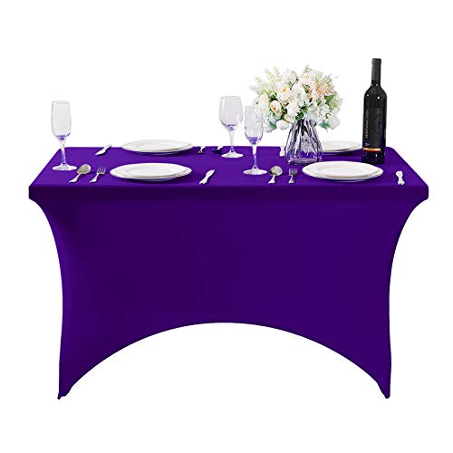 2Pack Spandex Table Cover for 4FT or 6ft or 8ft Table Universal Fitted Stretch Tablecloth for Party (2 Count)