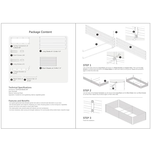6x2x2FT Green Metal Raised Garden Bed Kit