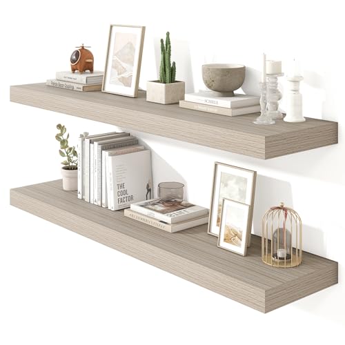 Floating Shelves 47.2" W x 10.3" D Grey Set of 2 (2 Count)