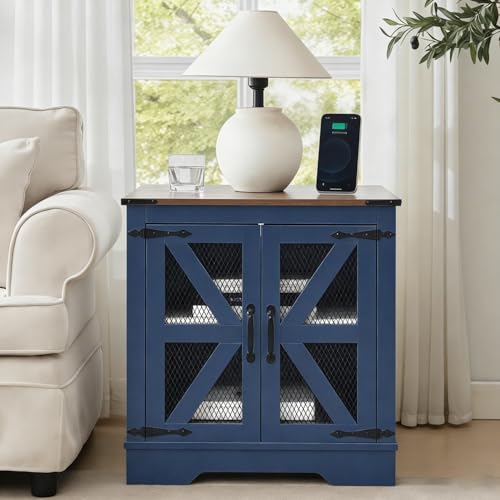 Farmhouse End Table Set with Charging Station Set of 2 (2 Count)