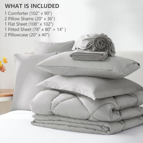 King Size Comforter Set Light Grey