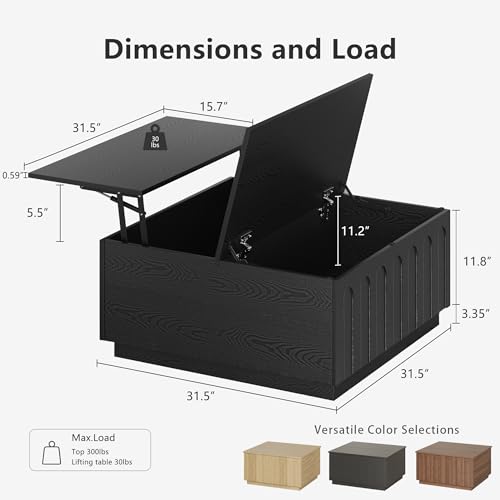 31.5" Lift Top Coffee Table with Storage