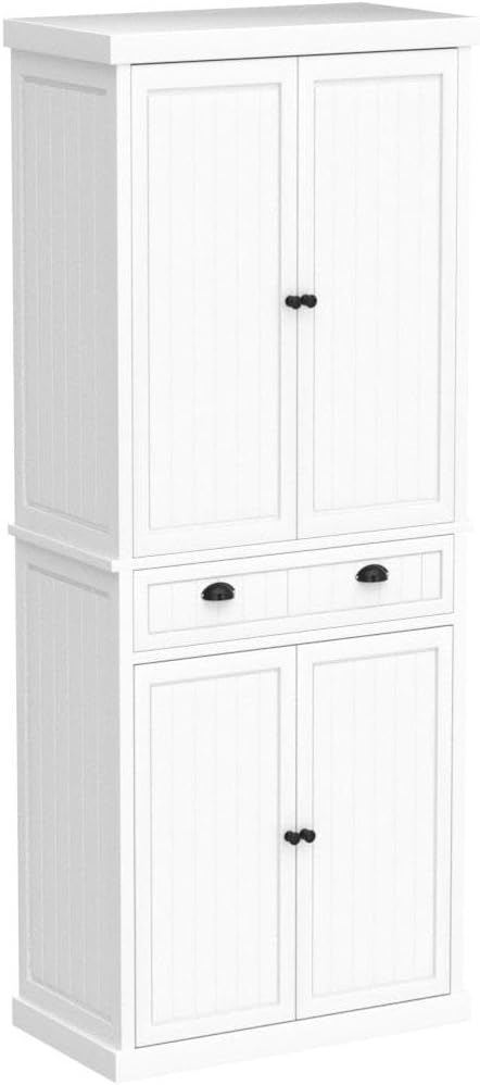ARTPOWER 72" Tall Kitchen Pantry Storage Cabinet with Drawer and Adjustable Shelves, Pantry Cabinet for Kitchen, Bathroom or Hallway, White - Décor Diaries