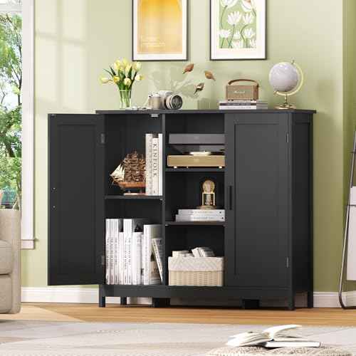Storage Cabinet with 2 Doors and 4 Storage Shelves