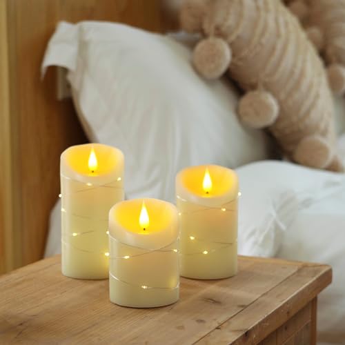 Flameless Candles with String Lights (3 count)