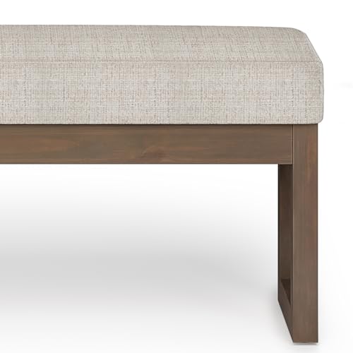 Milltown 44" Wide Tweed Look Rectangle Ottoman in Platinum