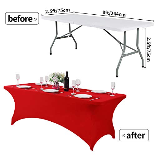 2Pack Spandex Table Cover for 8FT or 4ft or 6ft Table Universal Fitted Stretch Tablecloth for Party (2 Count)