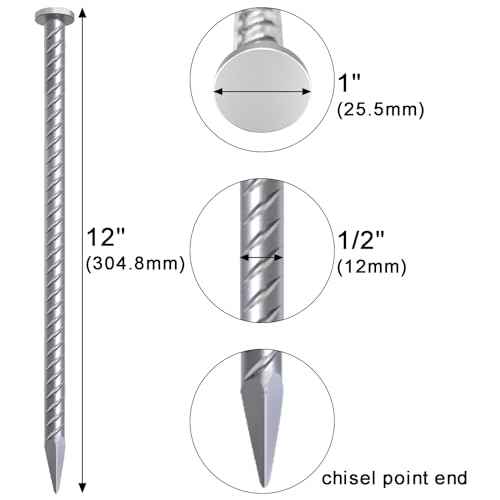 Rebar Stakes 12 Inch Galvanized Metal Steel Ground Spikes Heavy Duty (32 Count)