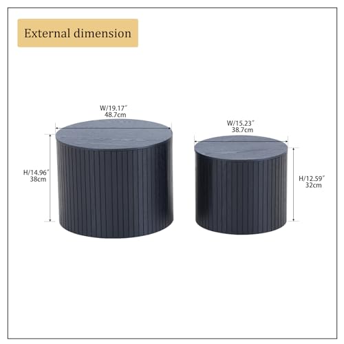 Round Nesting Coffee Table Set of 2 (2 Count)