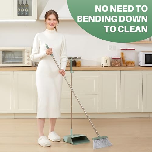 Dark Teal Green Broom and Dustpan Set