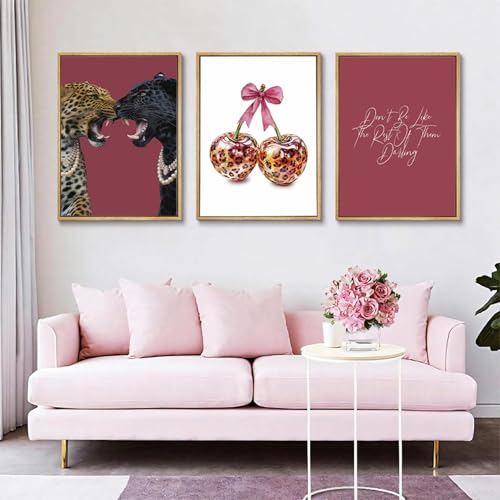 3Pcs Cheetah Aesthetic Canvas Wall Art (3 Count)
