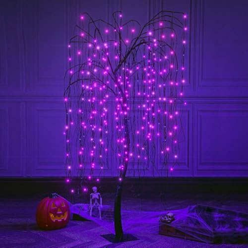 7 Feet Halloween Willow Tree with Spiders (Purple)