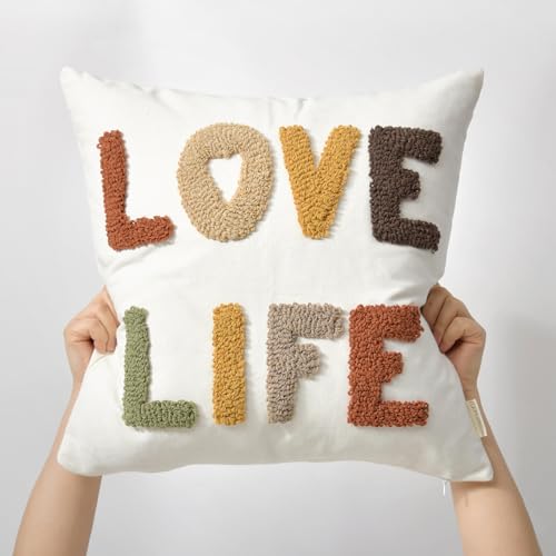 Boho Throw Pillow Covers 18*18 Tufted Fall Decorations for Sofa