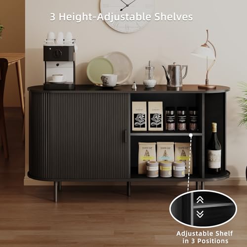 55" Fluted Buffet Sideboard Cabinet with Sliding Door
