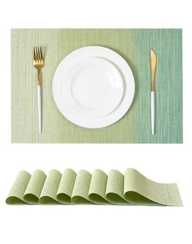 Gradient Green Woven Placemats Set of 8 (3 Count)