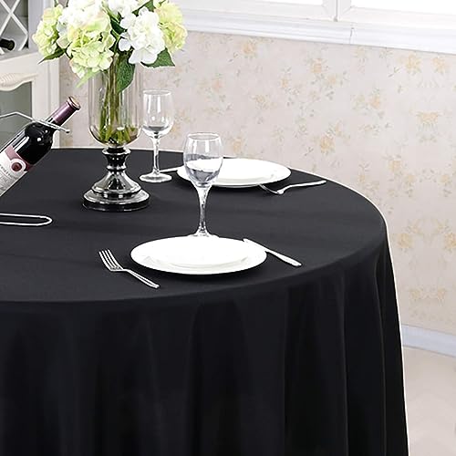 10 Pack 132 Inch Black Tablecloths for Round Tables (10 Count)