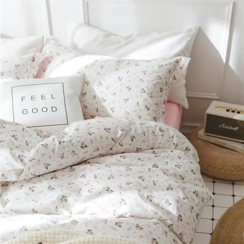 Garden Pink Floral Comforter Set Queen Size Vintage Boho Floral Bedding Comforter Queen with 2 Pillowcases Fluffy Soft All Seasons Bedding Set Cottagecore Flowers Botanical Comforter Set
