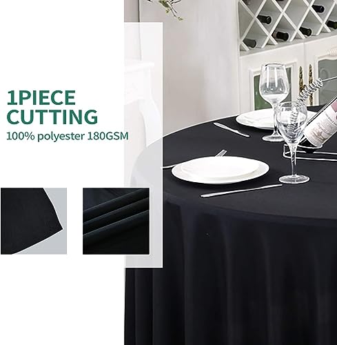 5 Pack 120 Inch Black Tablecloths for Round Tables (5 Count)
