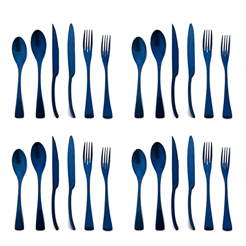 Luxury 18 10 Stainless Steel Matte Blue Cutlery Flatware Set