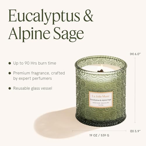 Eucalyptus Sage Fresh Scented Candles for Home (19.4 Ounce)