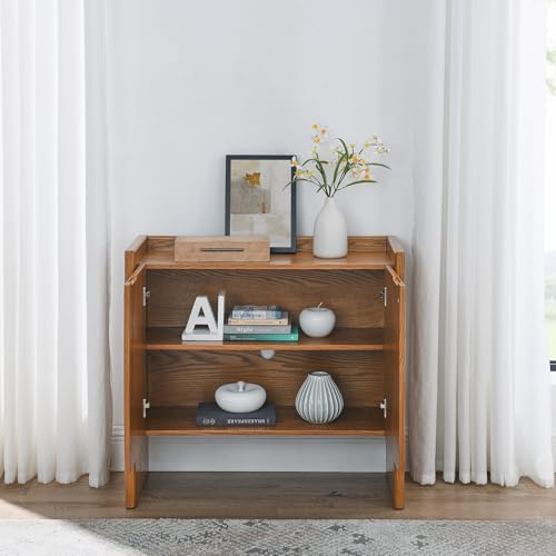 34" Walnut Sideboard Cabinet with Storage