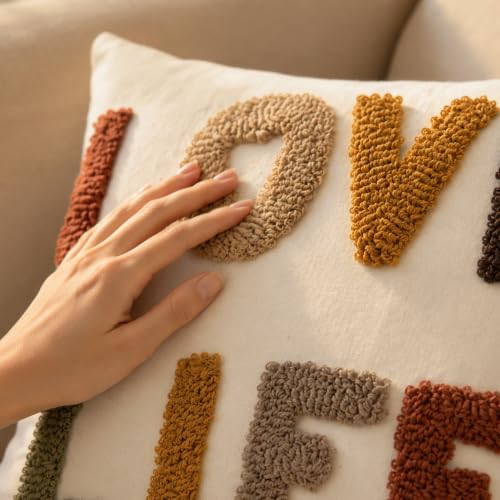Boho Throw Pillow Covers 18*18 Tufted Fall Decorations for Sofa