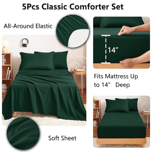 Twin Comforter Set Emerald Green