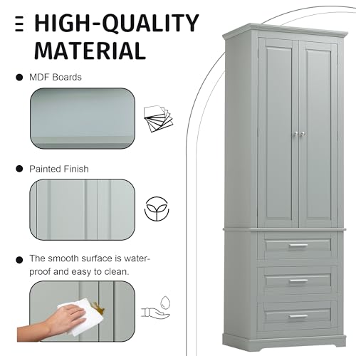 70“ Tall Storage Cabinet Pantry Cupboard with Doors and Drawers for Home Kitchen