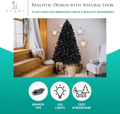 6.5ft Black Christmas Tree with Lights