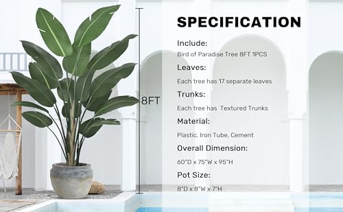 8ft Tall Bird of Paradise Artificial Tree