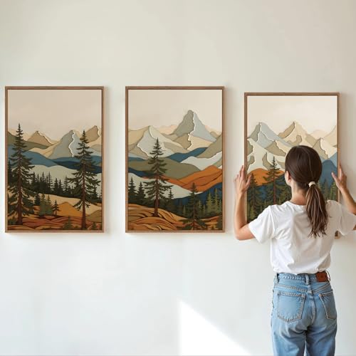 Vintage Mountains Framed Canvas Wall Art