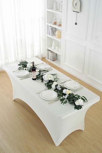 2 Pack 6ft Ivory Spandex Tablecloth (2 Count)