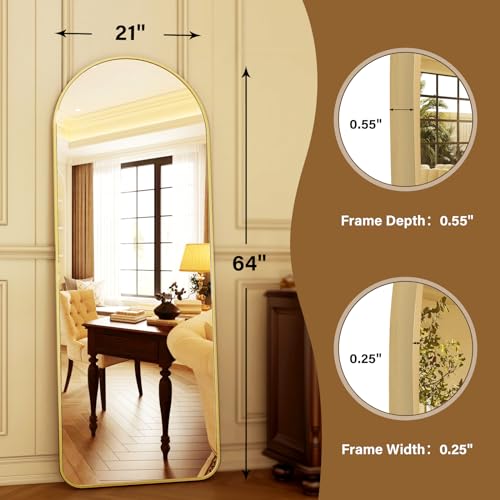 64"x21" Arched Full Length Mirror Floor Mirrors