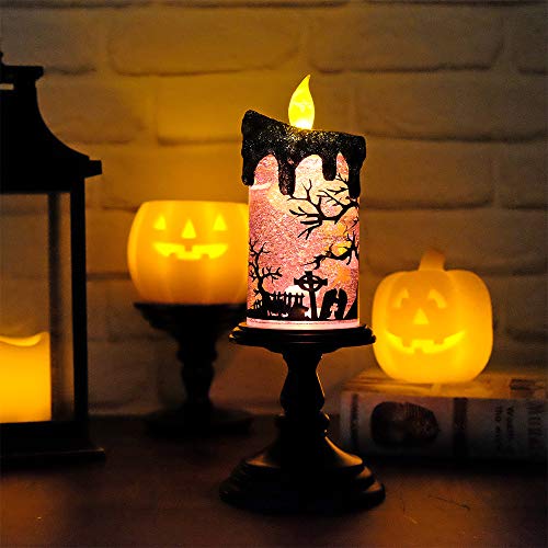 Ghosts Halloween Snow Globe Flameless Candle Battery Operated