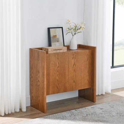 34" Walnut Sideboard Cabinet with Storage