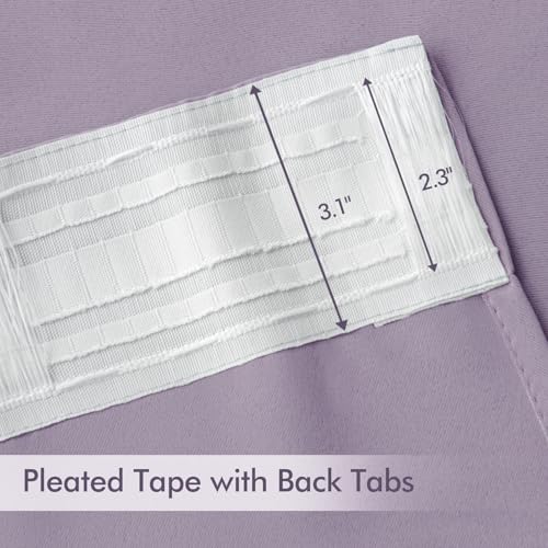 Lilac Back Tab Blackout Curtains 52x90 Inch Long 2 Panels Set (2 Count)