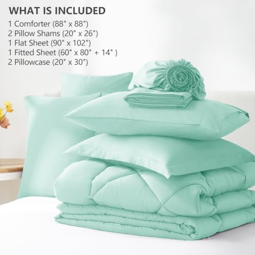 Queen Comforter Set with Sheets Mint Green