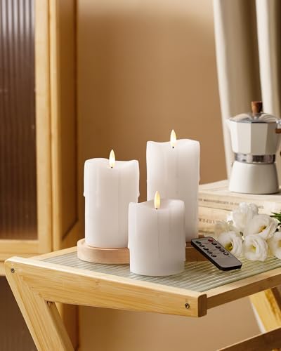White Real Wax Made Wax Drip LED Flameless Battery (3 Count)