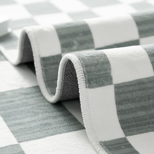 4x6 Area Rug Washable Modern Checkered Rug for Kids Room (24 Sq Ft)