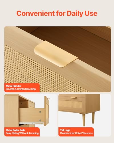 3 Drawer Rattan Dresser