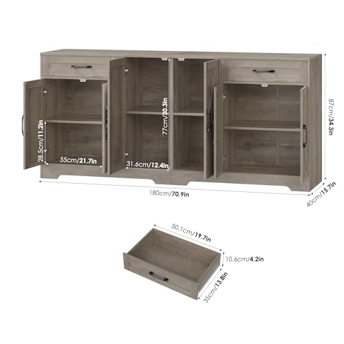 71” Large Sideboard Buffet Cabinet with Storage