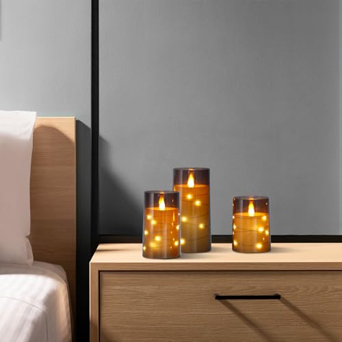 Flickering Flameless Candles Battery Operated Candles LED Candles with Remote Timer for Home (3 Count)