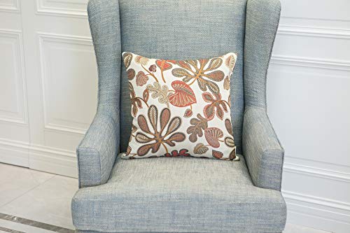 Set of 2 Jacquard Tropical Leaf Pattern Throw Pillow Covers Decorative Pillowcase 22X22 Inches (2 Count)