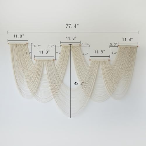 Macrame Wall Hanging Ivory Handmade Geometric Wall Art Fiber Woven Decor