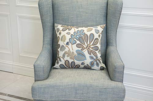 Set of 2 Jacquard Tropical Leaf Pattern Throw Pillow Covers Decorative Pillowcase 20x20 Inches (2 Count)